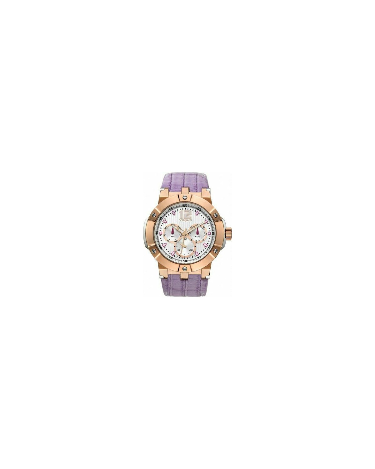 Vogue Elegance Stainless Steel with Leather Strap