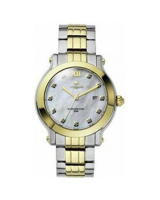 Vogue δίχρωμο ατσάλι μπρασελέ με φίλντισι και Swarovski πέτρες